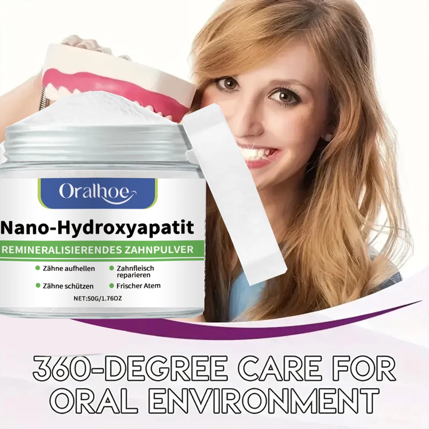 Winter Whitening Tooth Powder with 10% Hydroxyapatite - Remineralizing, Cool Mint, Enamel Repair & Fresh Breath